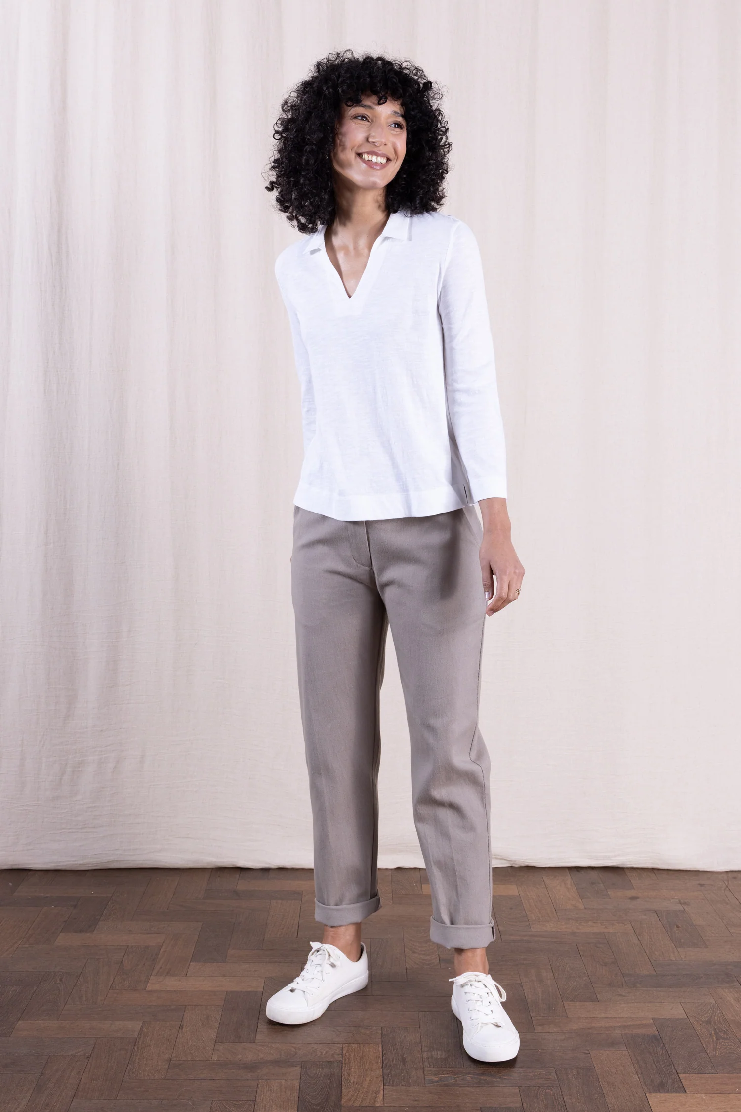 SS26 GOTS Organic Cotton Easy Collar Top - White - Image 3