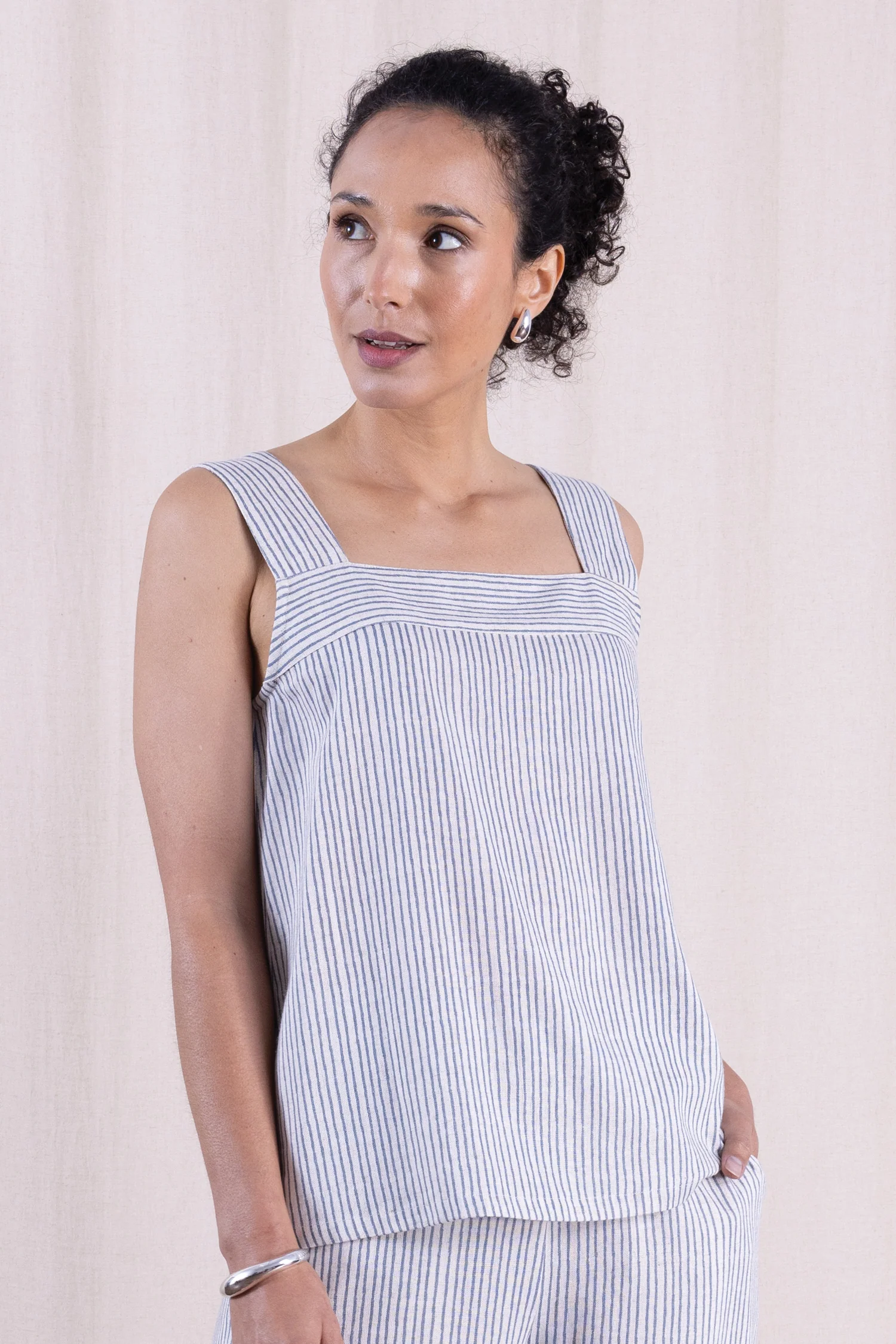 SS26 Linen Blend Cami - Cornflower - Image 2