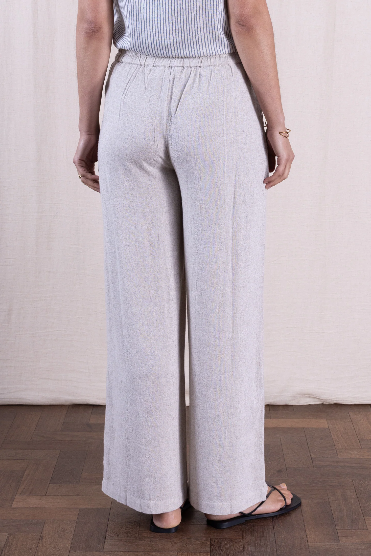 SS26 Linen Blend Wide Leg Trouser - Natural - Image 5