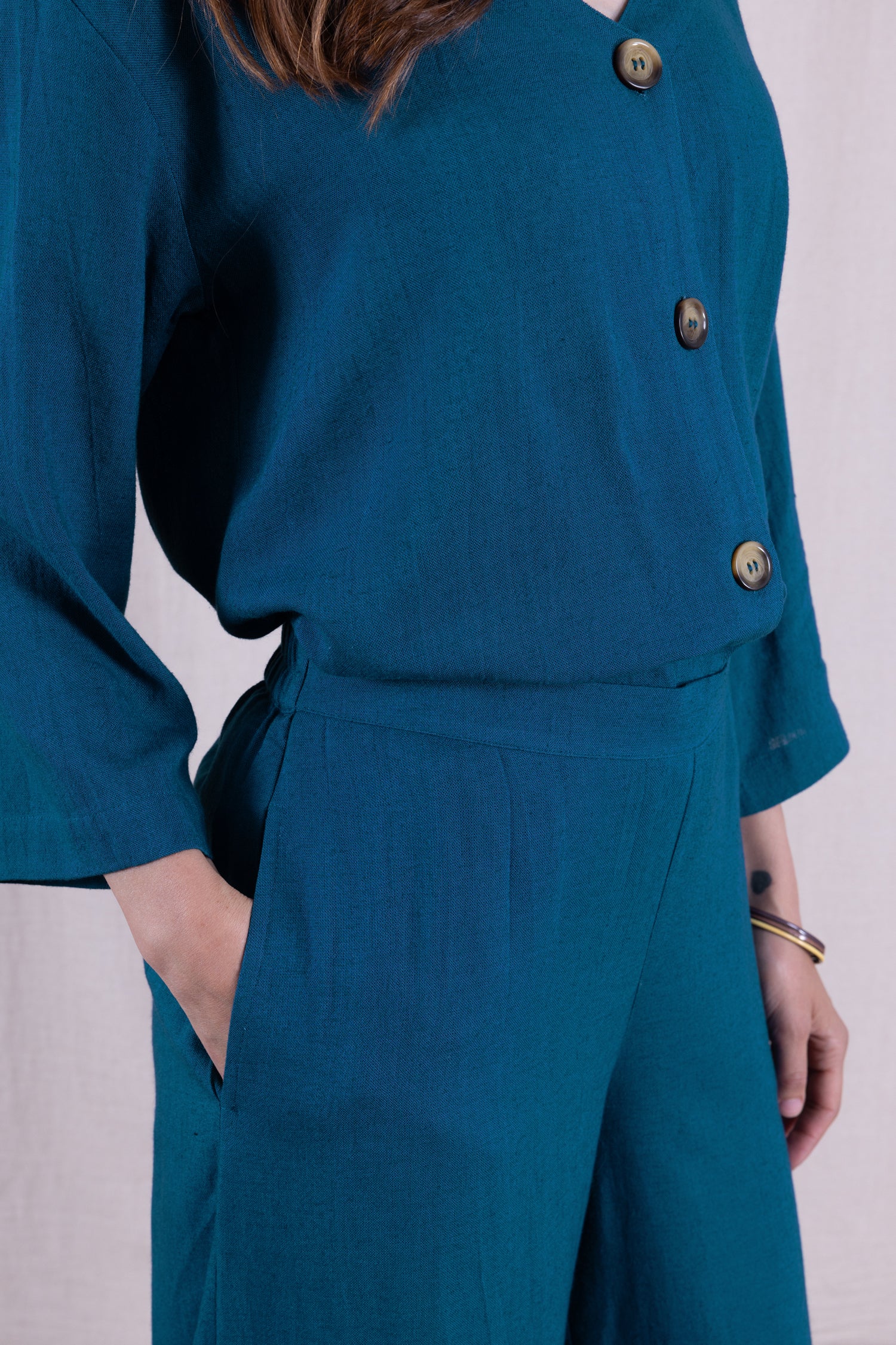 SS26 Linen Blend Wide Leg Trouser - Neptune - Image 5