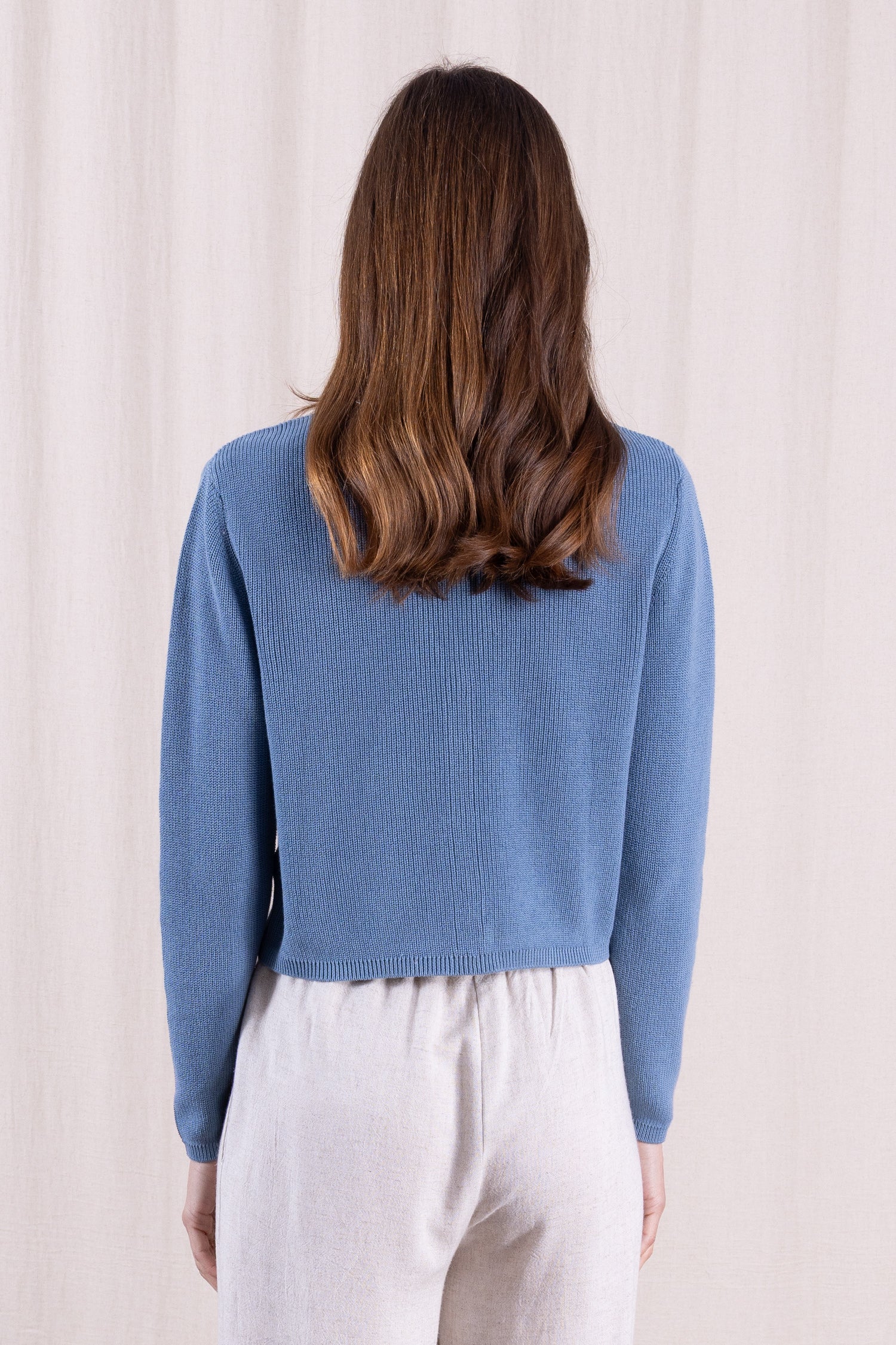 SS26 Organic Cotton Cropped Cardi - Cornflower - Image 3
