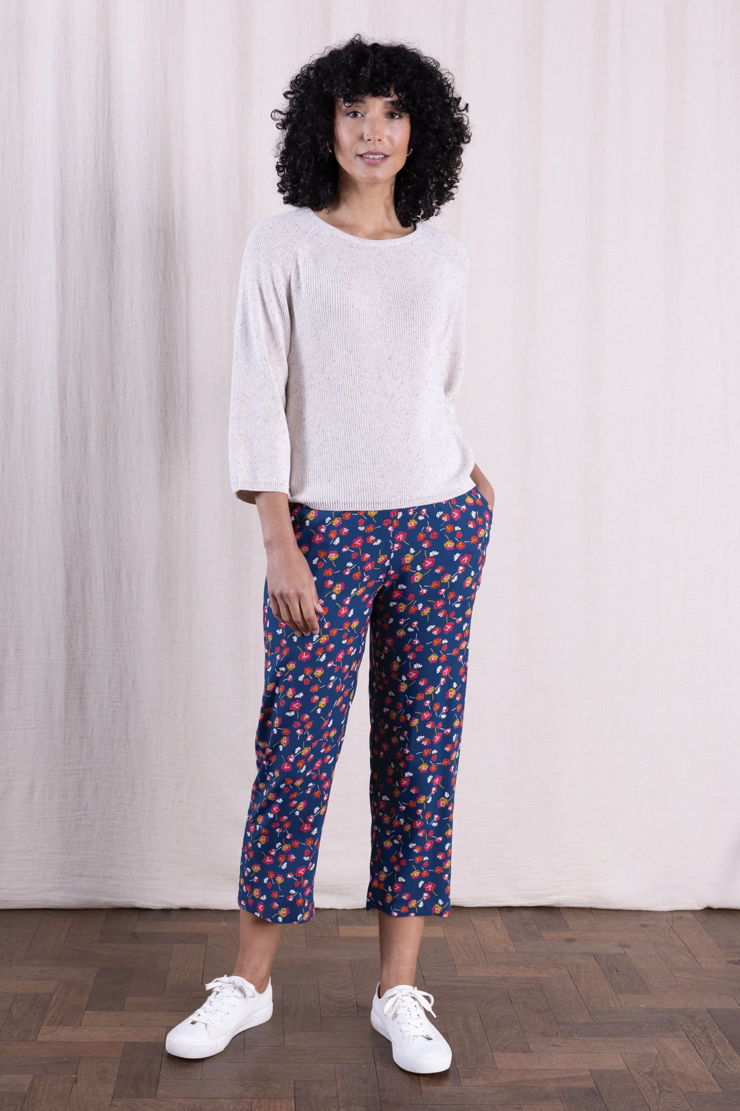SS26 Organic Cotton Wide Neck Jumper - Ivory Mix - Image 3