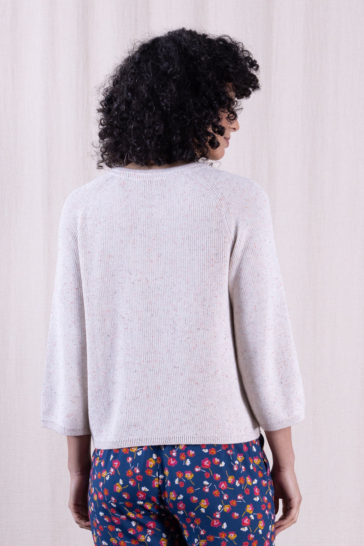 SS26 Organic Cotton Wide Neck Jumper - Ivory Mix - Image 4
