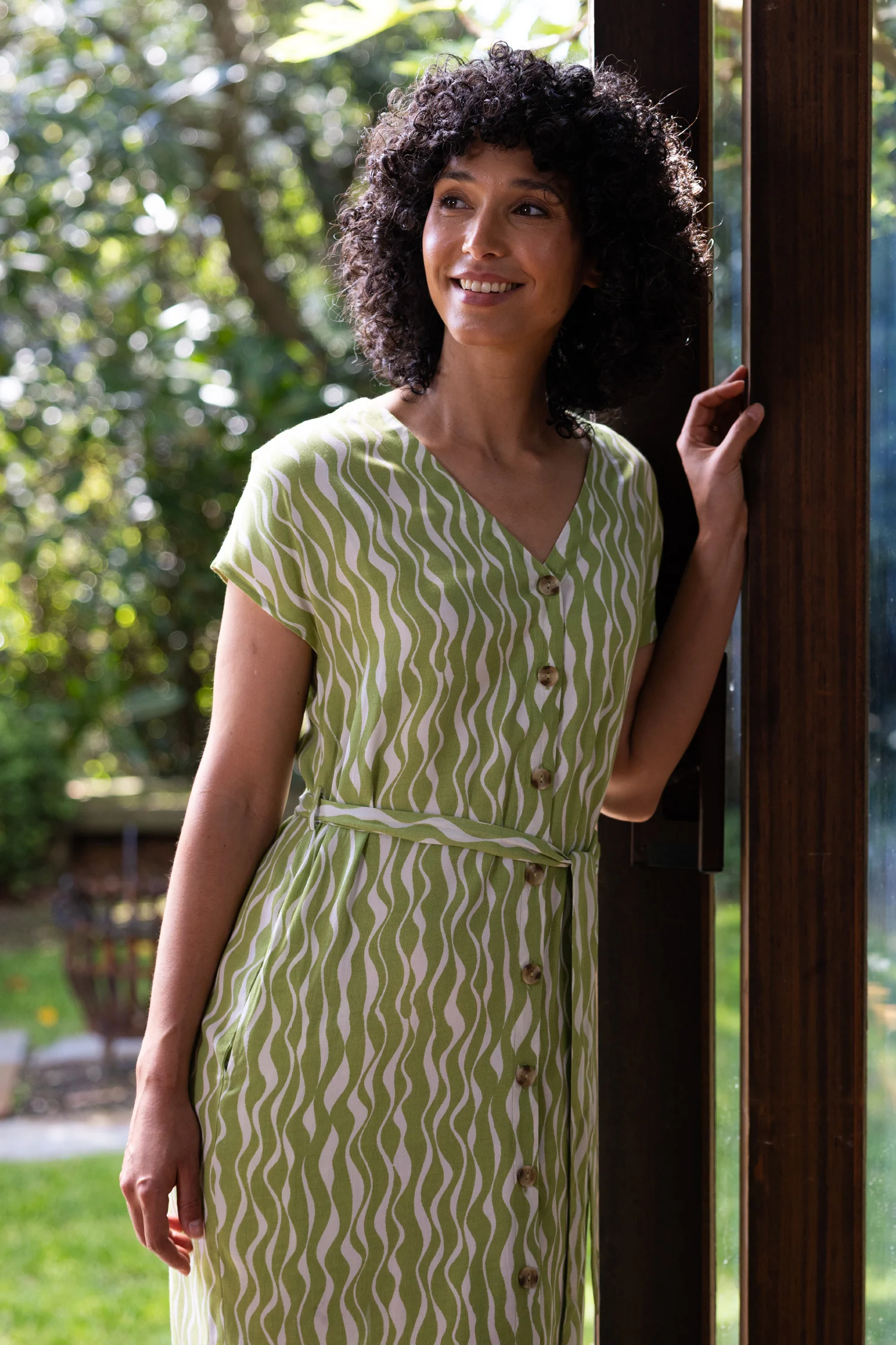 SS26 V Neck Shirtdress - Pistachio