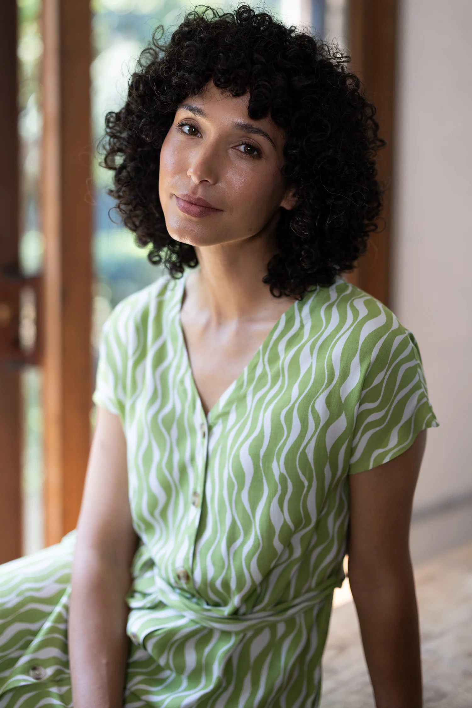 SS26 V Neck Shirtdress - Pistachio - Image 3