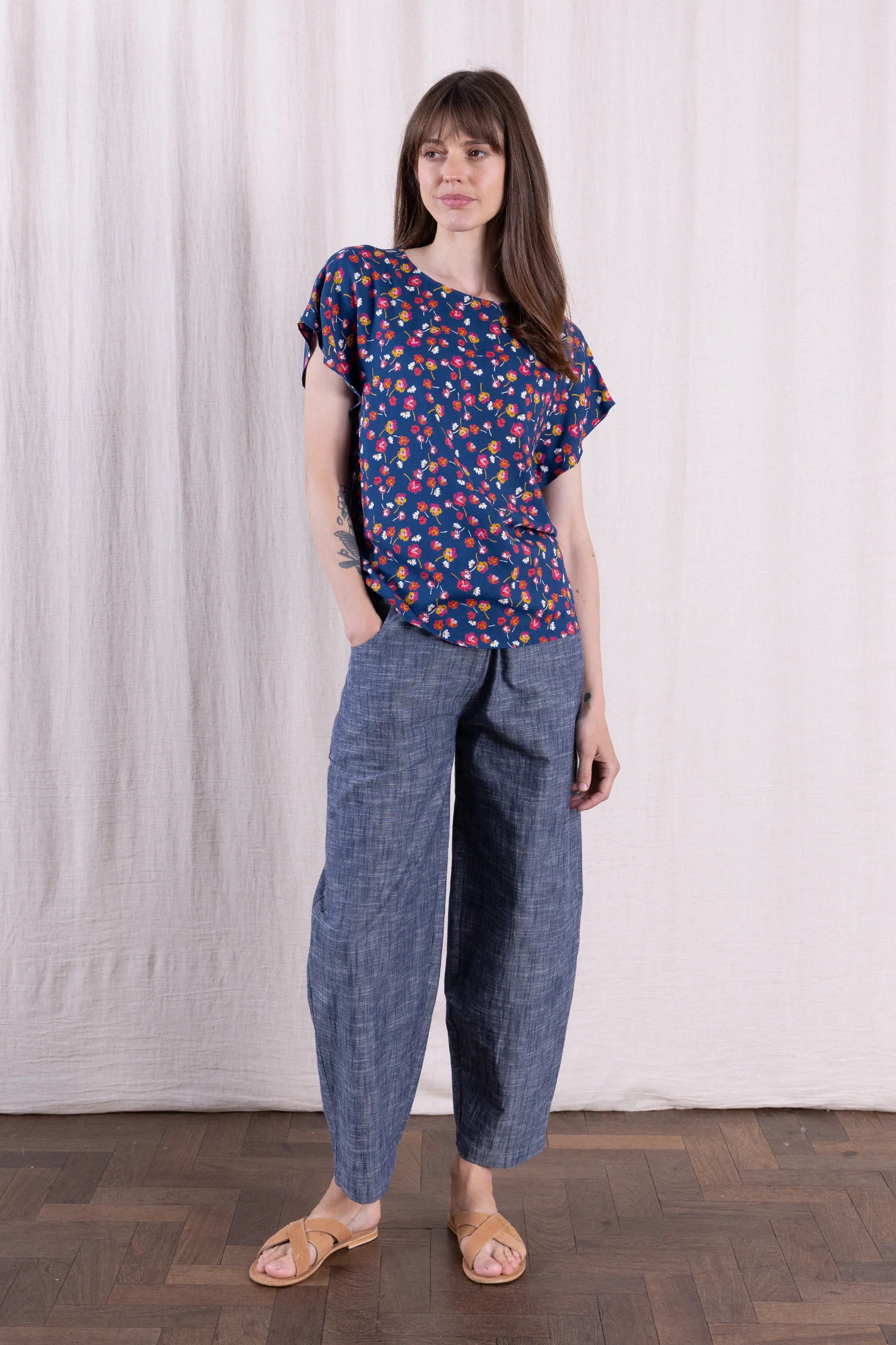 SS26 Viscose Flutter Sleeve Top - Oxford - Image 4