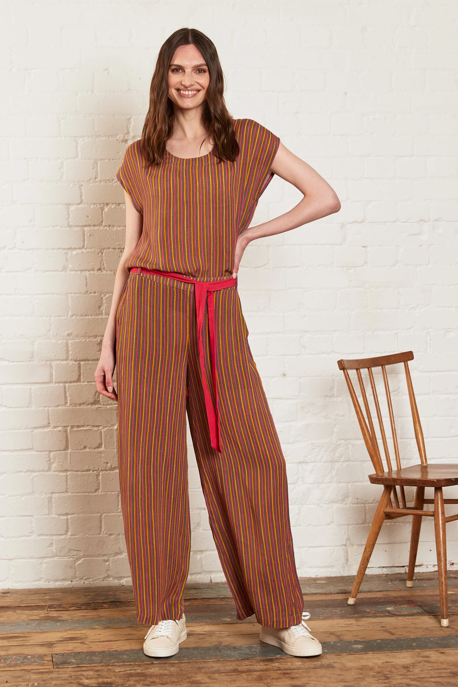 Viscose Round Neck Striped Top - Image 3