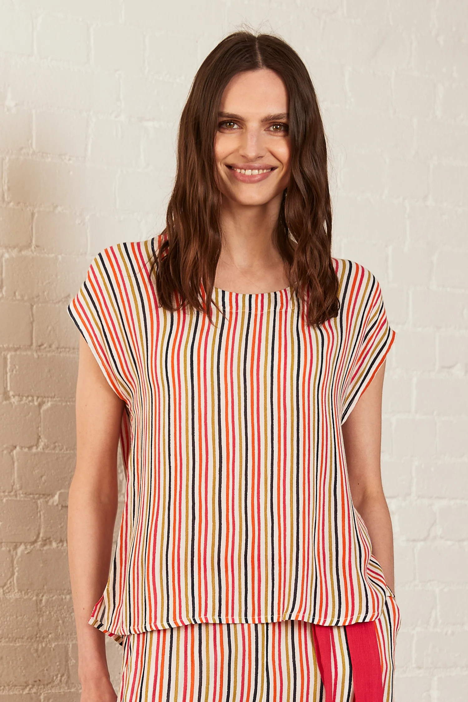 Viscose Round Neck Striped Top - Image 5