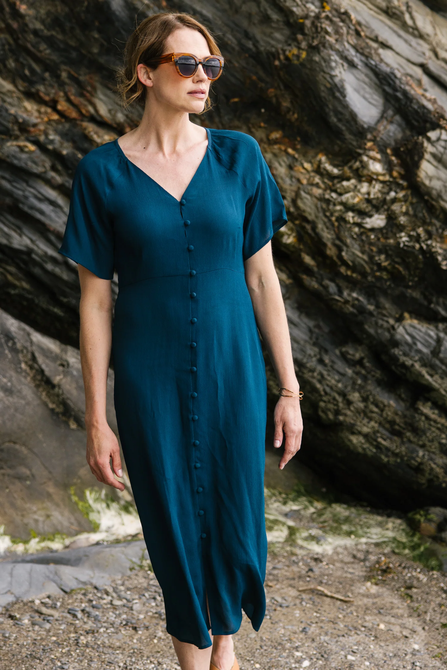 SS25 Sweetheart Neck Midi Dress - Blue - Image 4