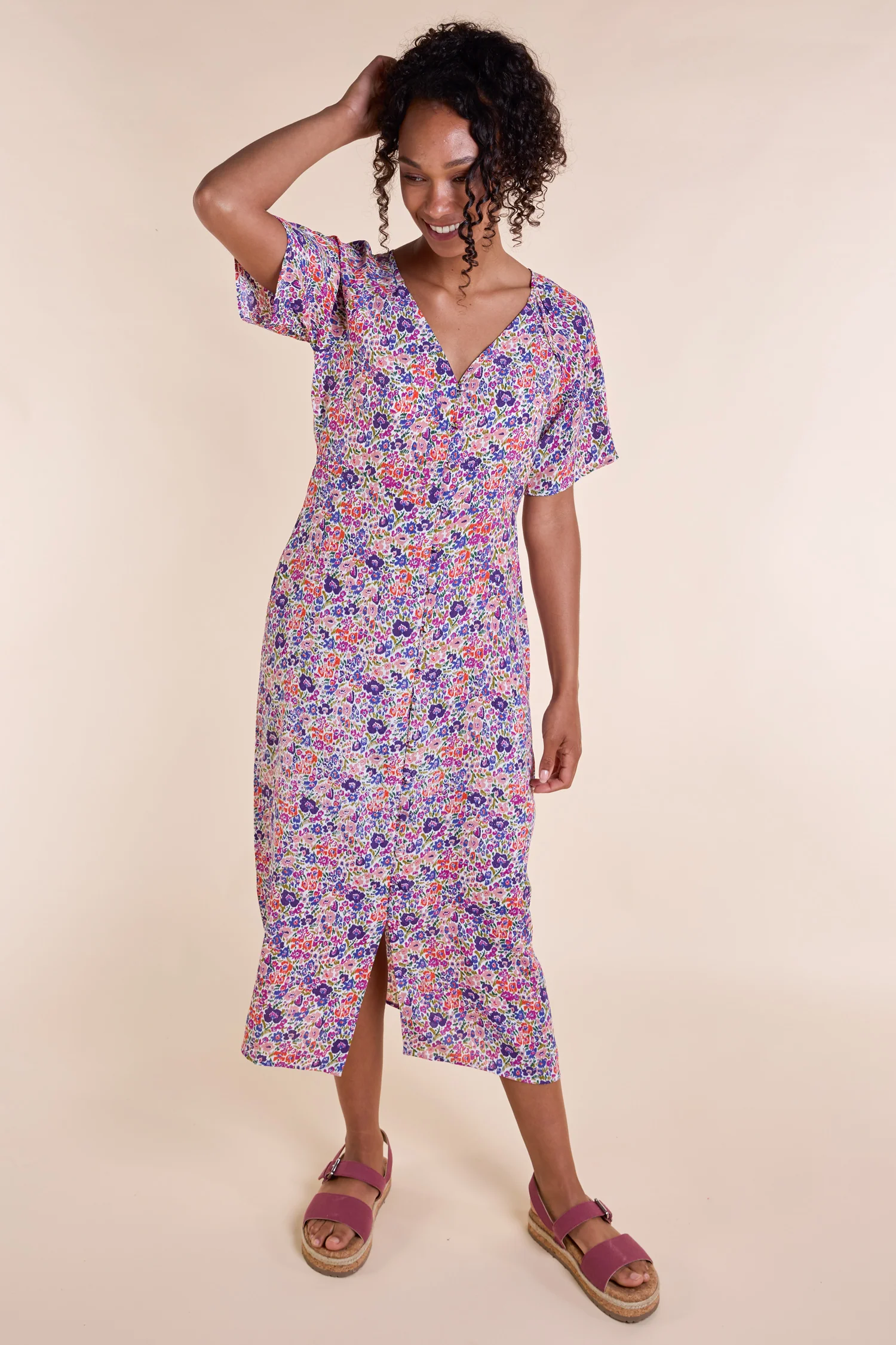 SS25 Sweetheart Neck Midi Dress - Purple