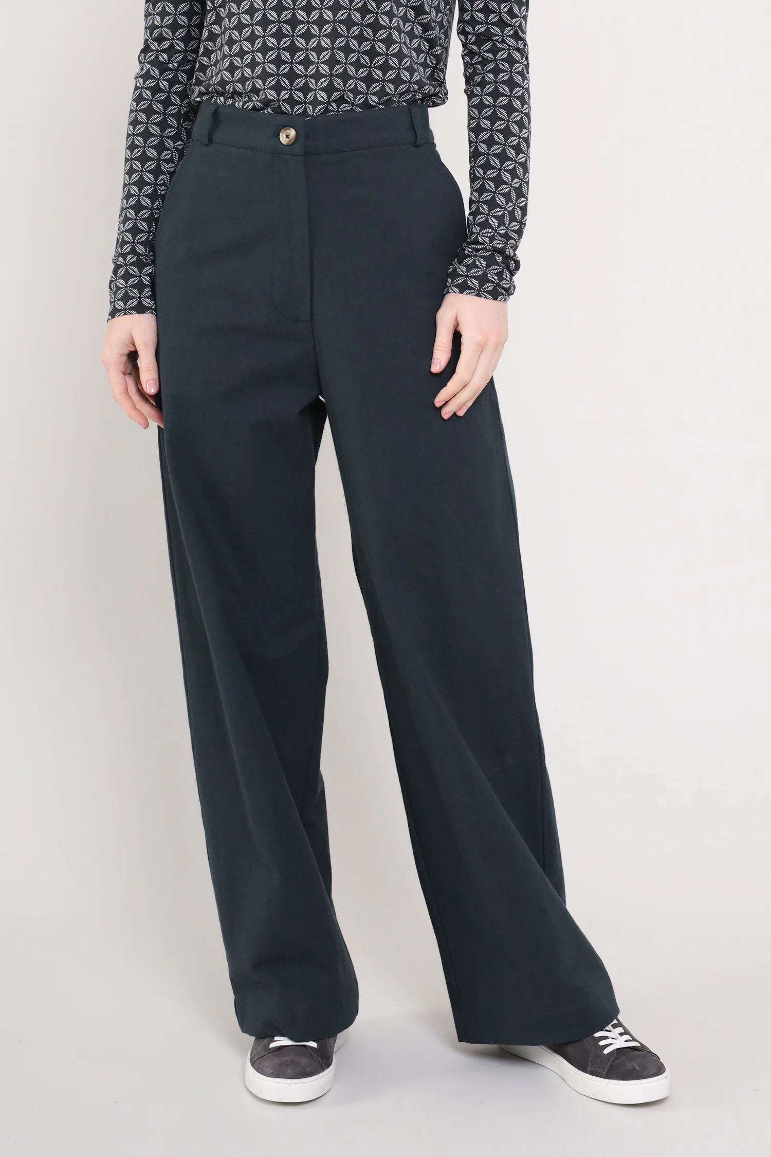 Cotton Wide Leg Trousers - Image 3