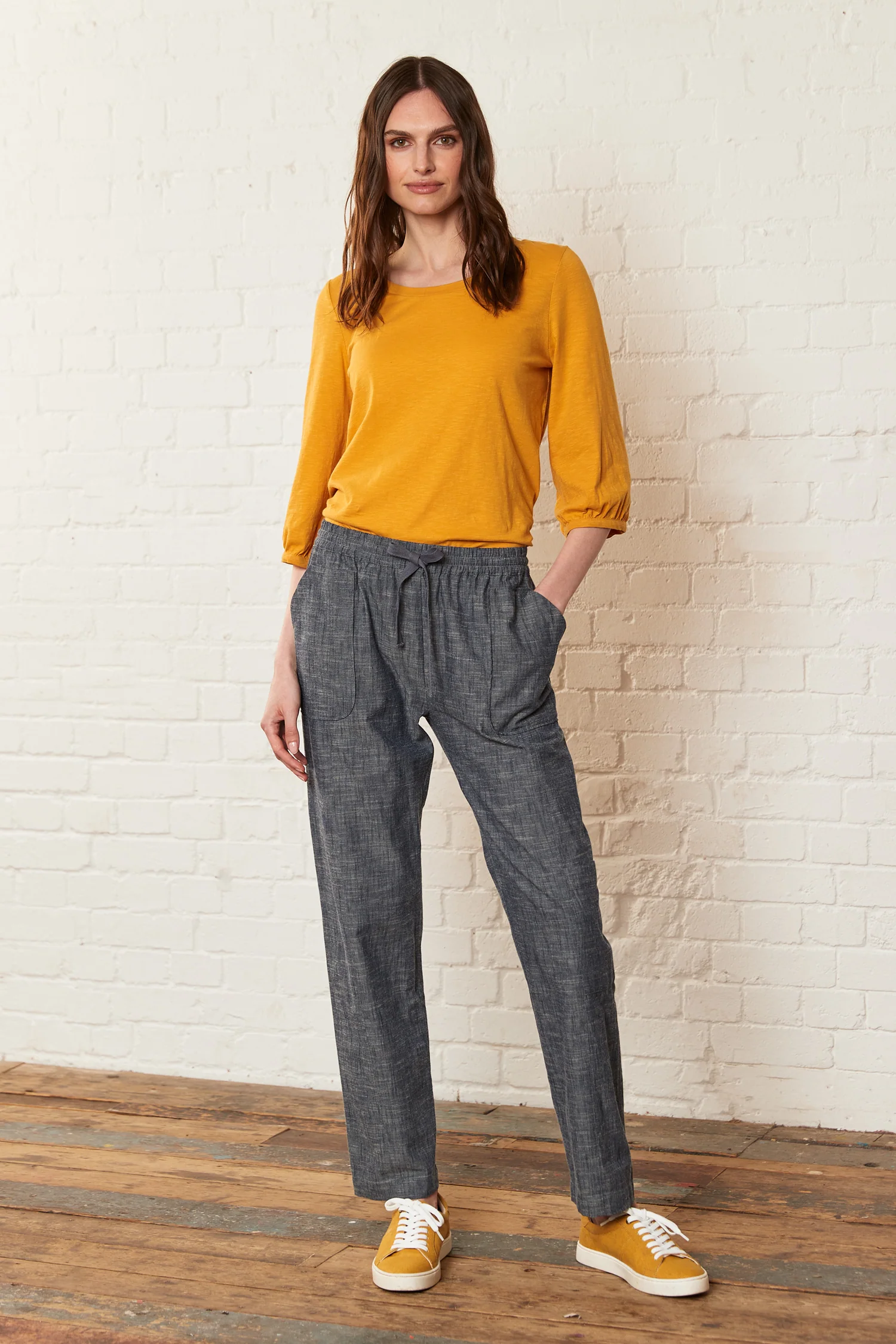 Cotton Chambray Cargo Trousers - Image 3