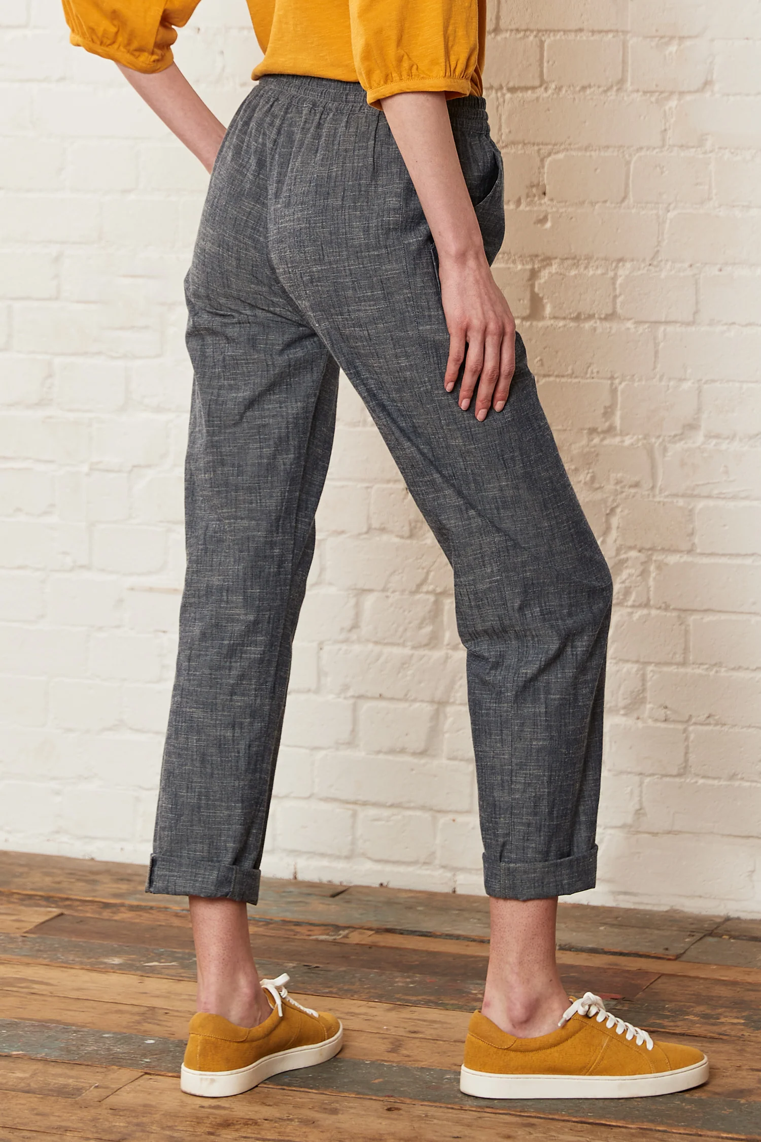 Cotton Chambray Cargo Trousers - Image 4