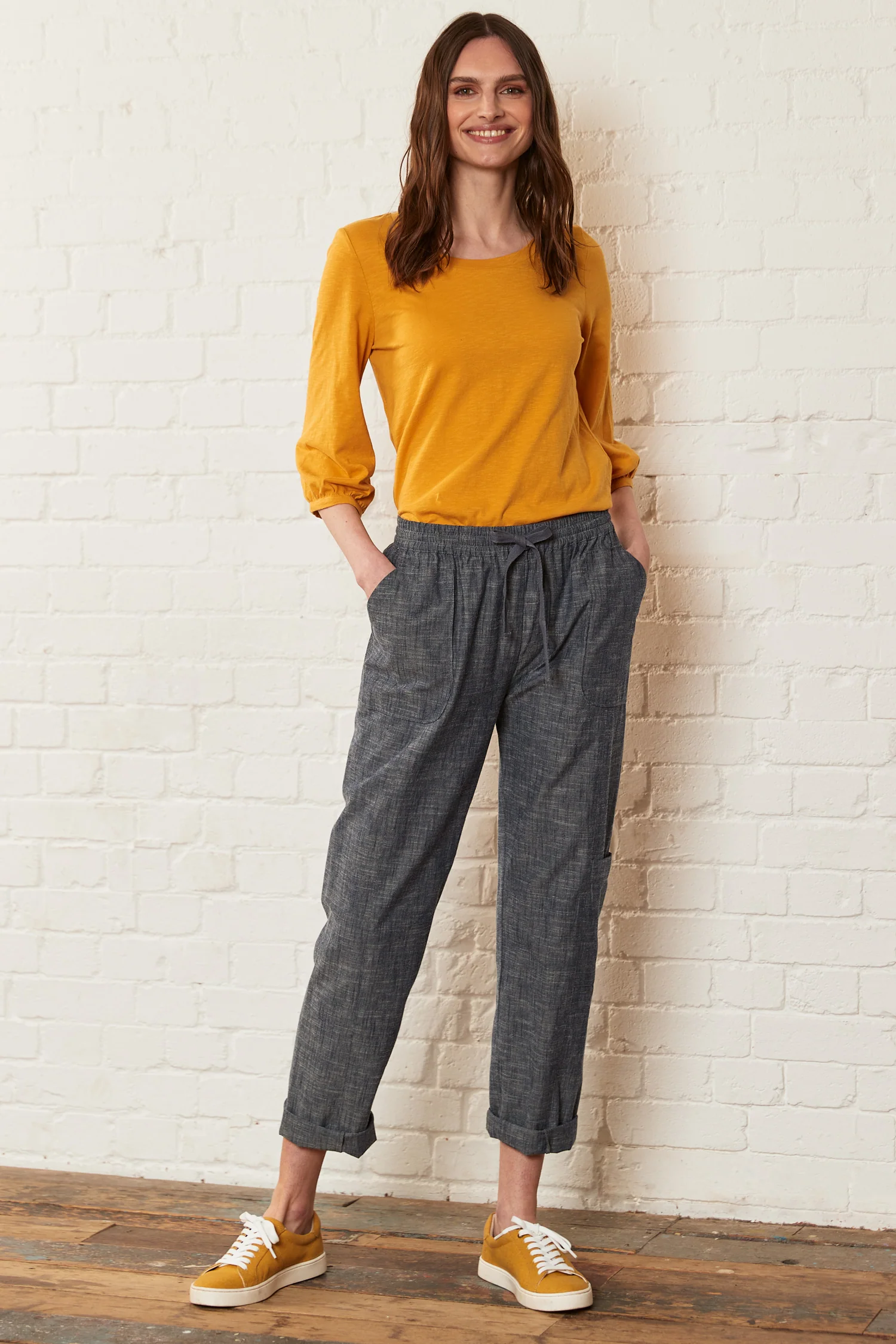 Cotton Chambray Cargo Trousers - Image 6