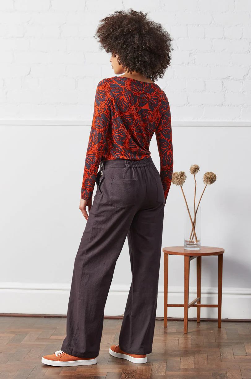 Cotton Plain Button Trousers - Image 3