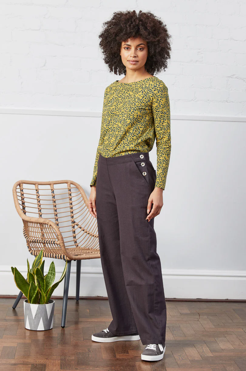 Cotton Plain Button Trousers - Image 4