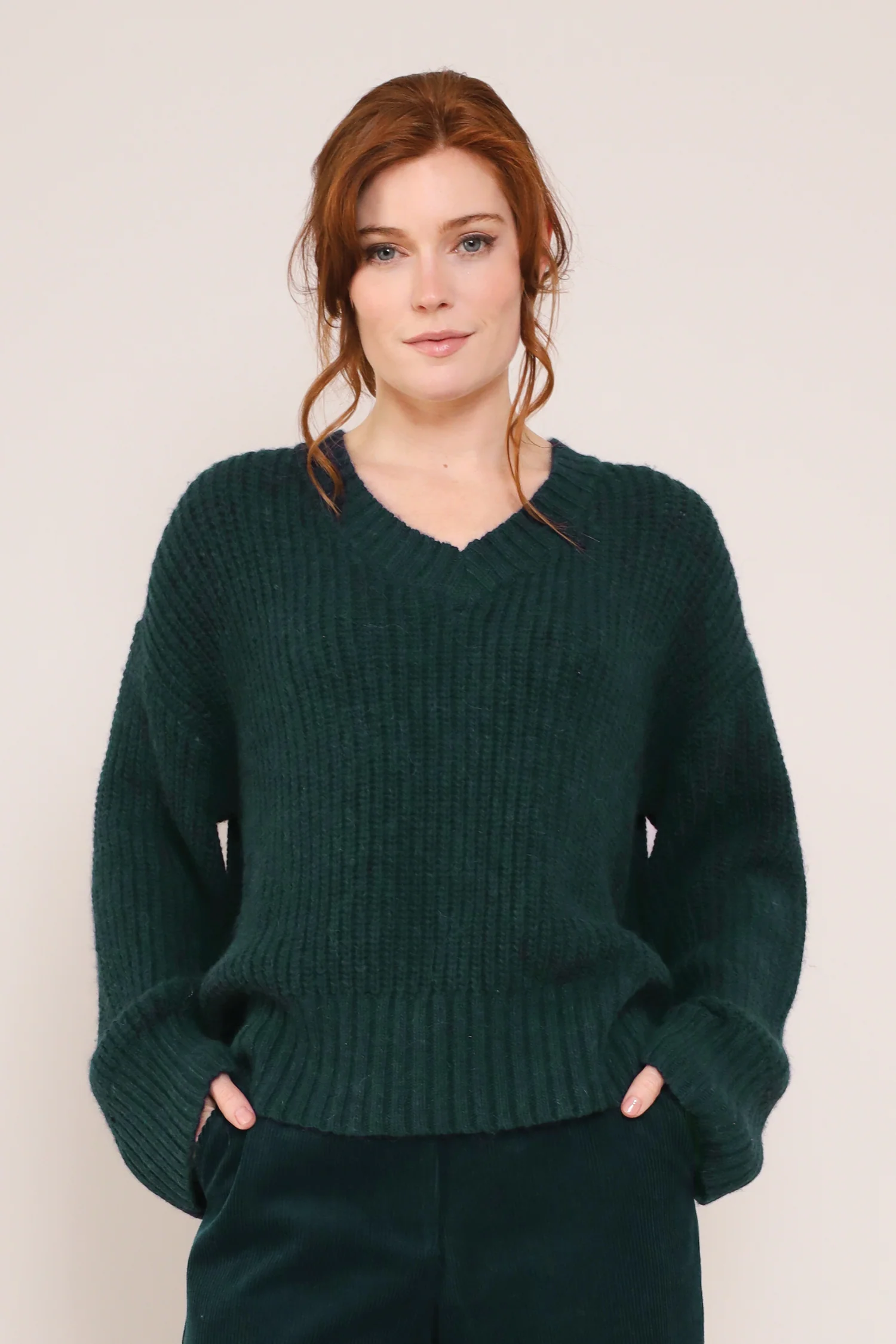 V Neck Organic Cotton & Alpaca Jumper - Image 2