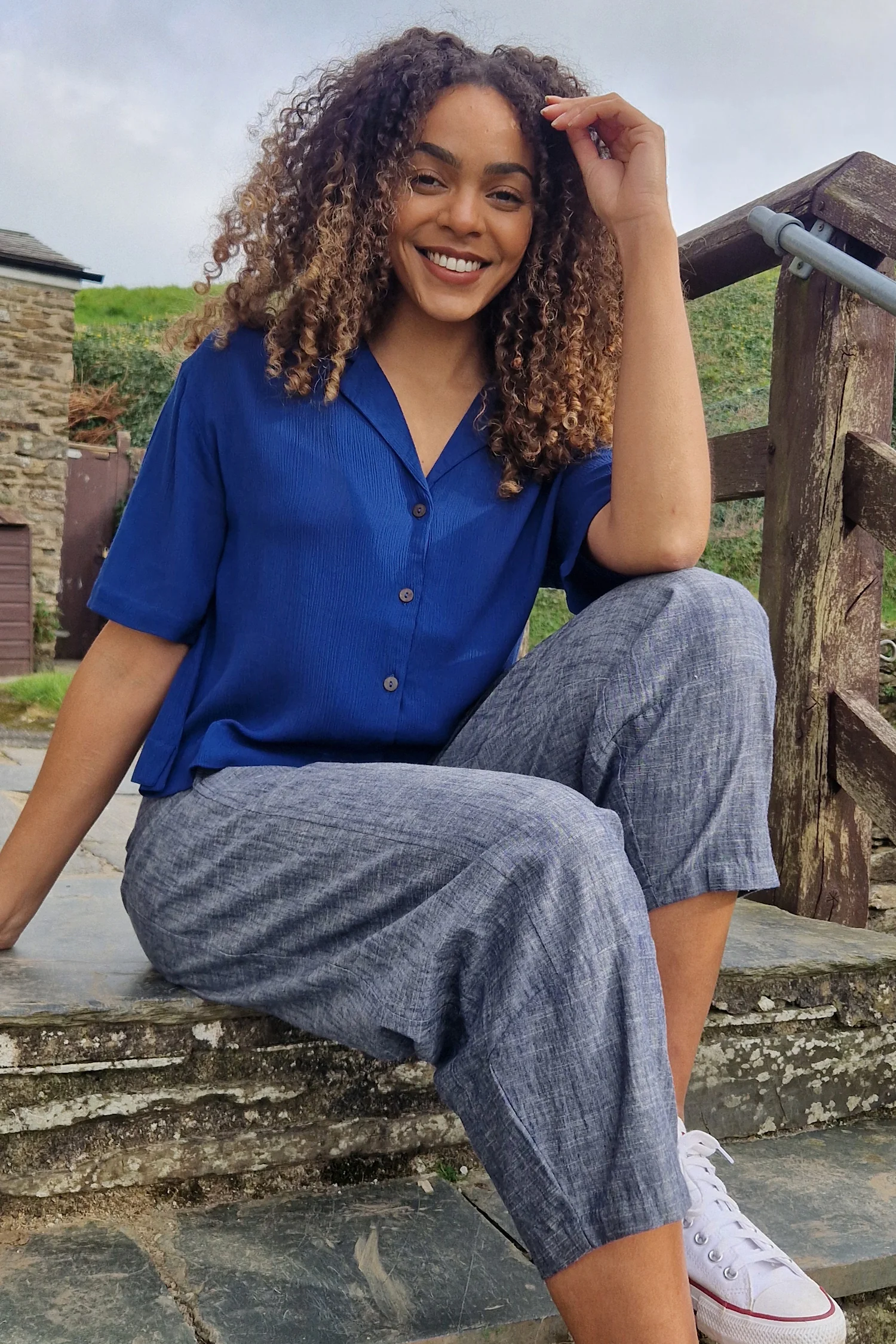 Crinkle Viscose Boxy Shirt - Image 8