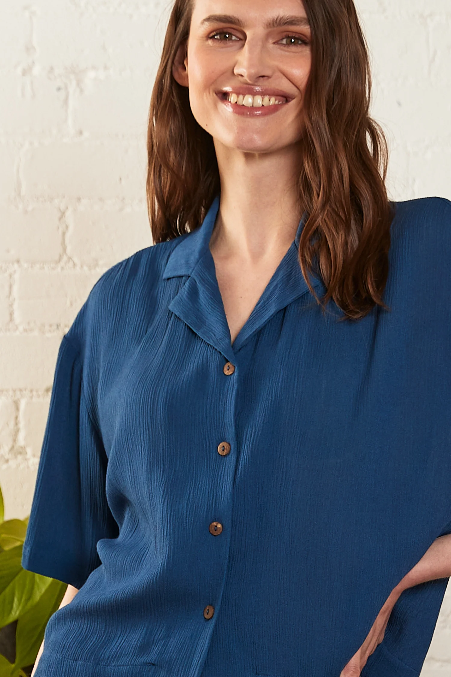 Crinkle Viscose Boxy Shirt - Image 9