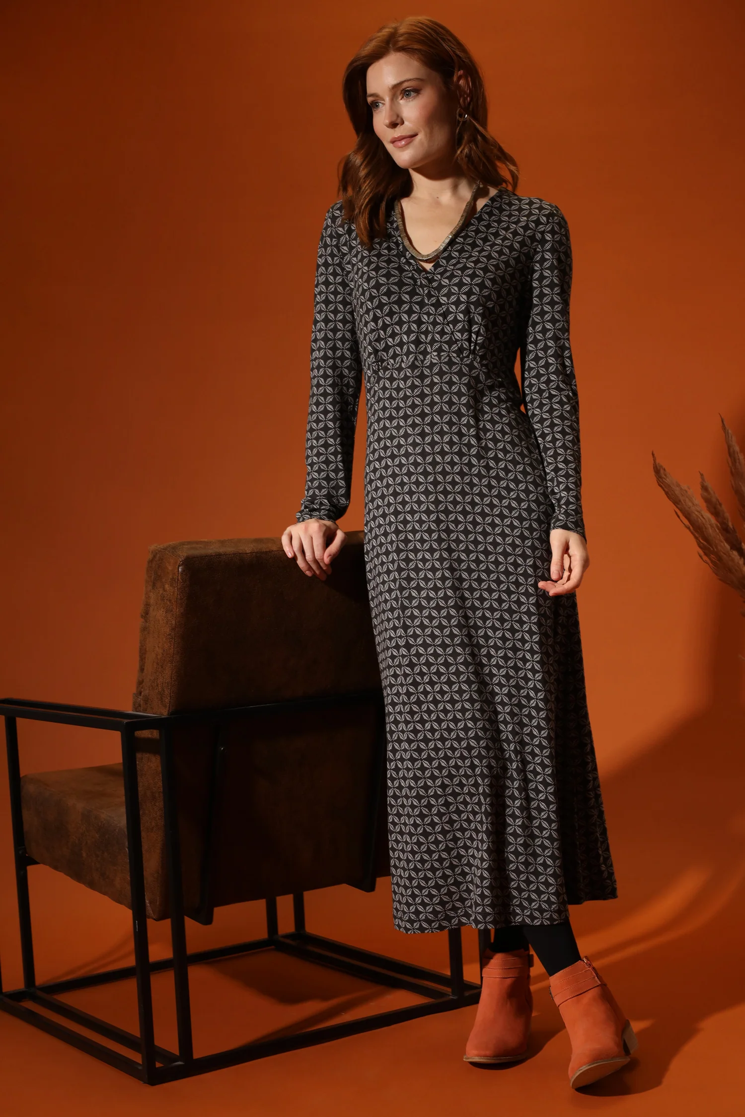 Wrap front midi dress